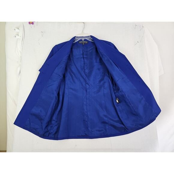 Kasper Essentials ASL~Woman Sz. 10~Royal Blue Jacket Blazer Short Sleeve Button - Picture 12 of 12